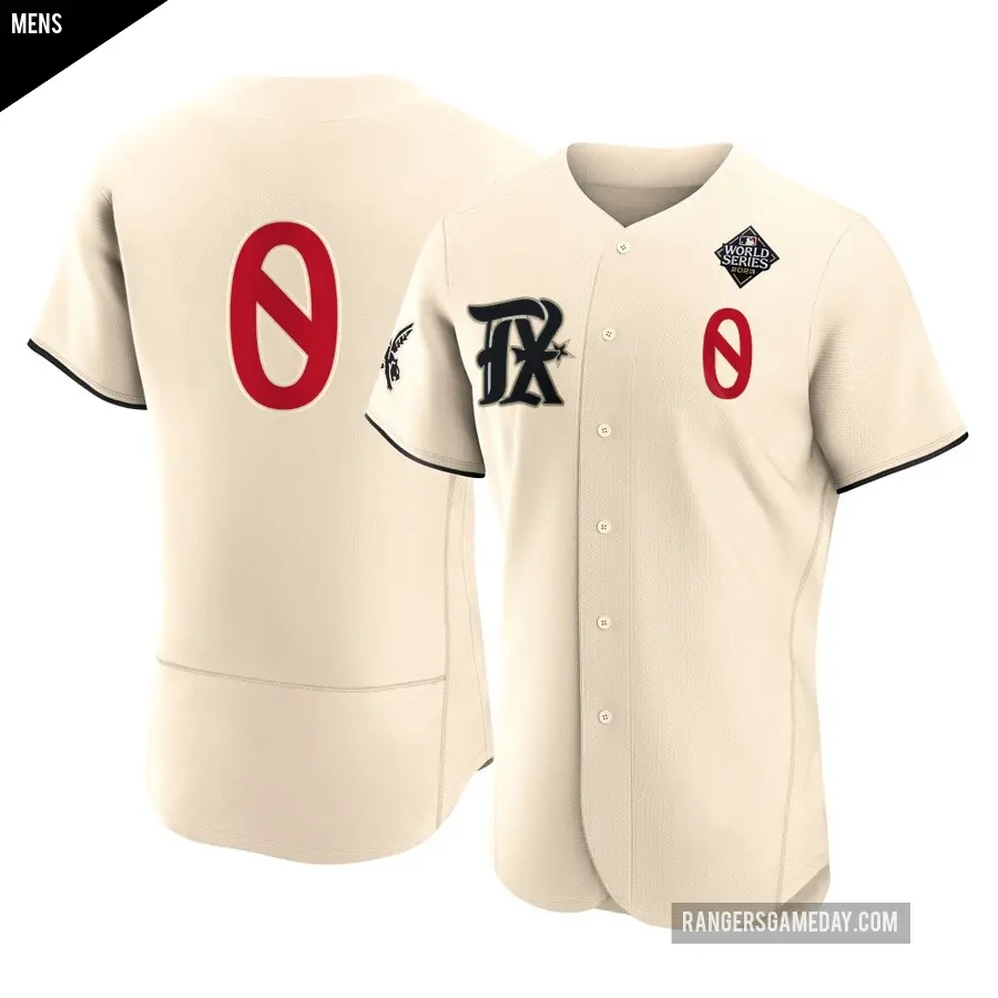 Men's Texas Rangers ＃0 Winston Santos Authentic Cream 2023 City Connect 2023 World Series Jersey