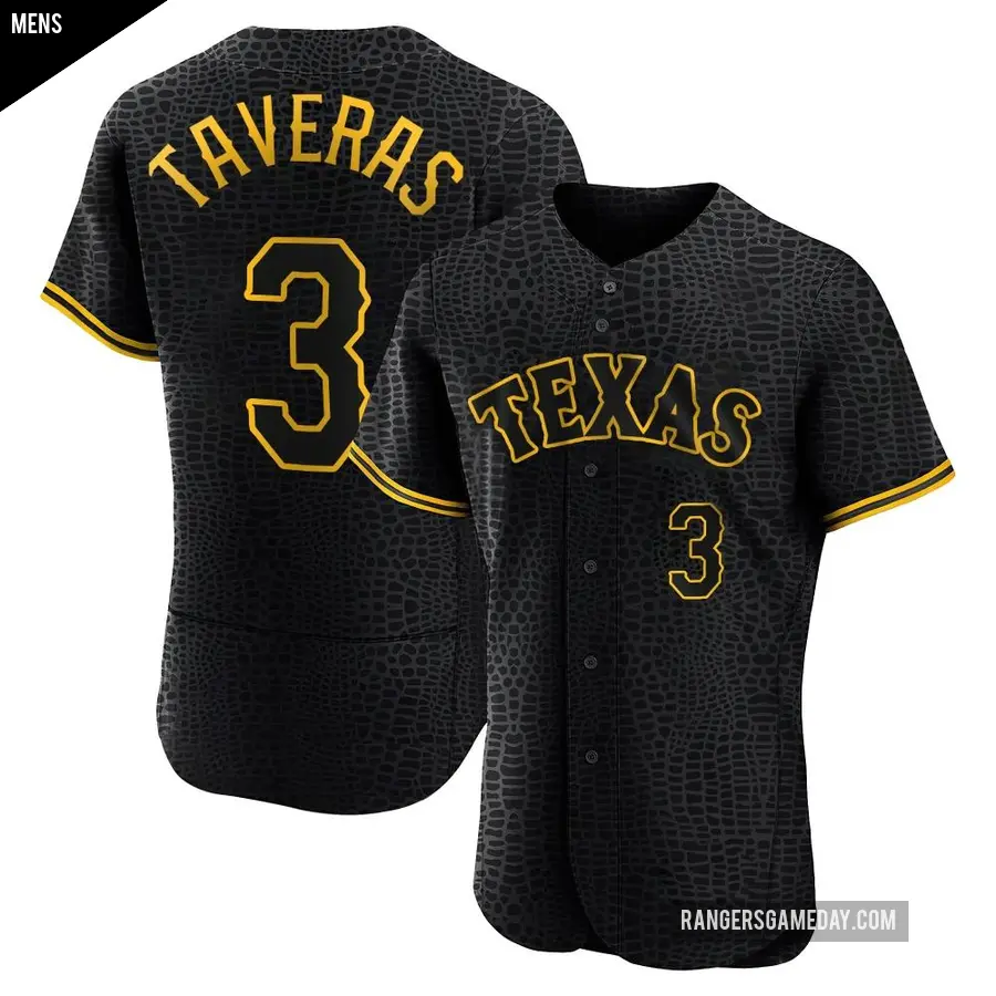 Men's Texas Rangers ＃3 Leody Taveras Authentic Black Snake Skin City Jersey