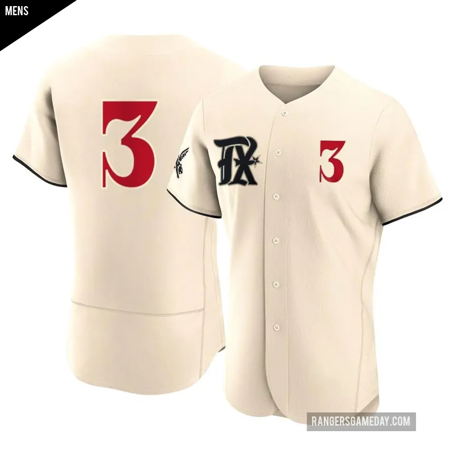 Men's Texas Rangers ＃3 Leody Taveras Authentic Cream 2023 City Connect Jersey