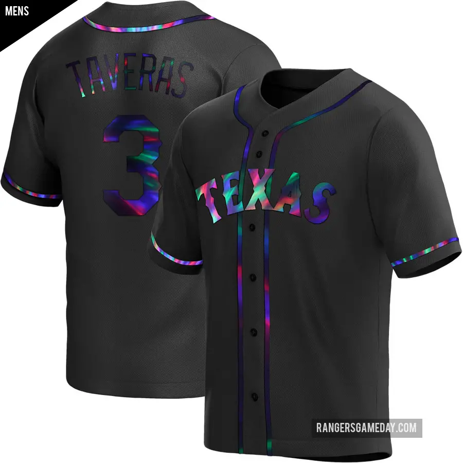 Men's Texas Rangers ＃3 Leody Taveras Replica Black Holographic Alternate Jersey