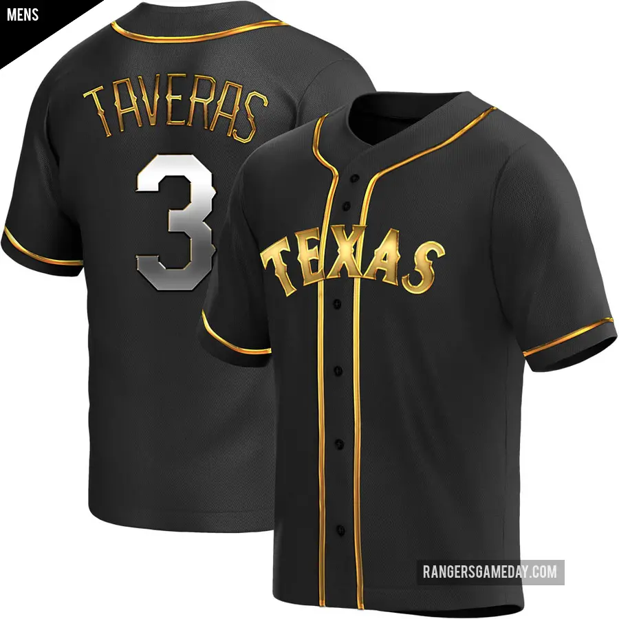 Men's Texas Rangers ＃3 Leody Taveras Replica Gold Black en Alternate Jersey