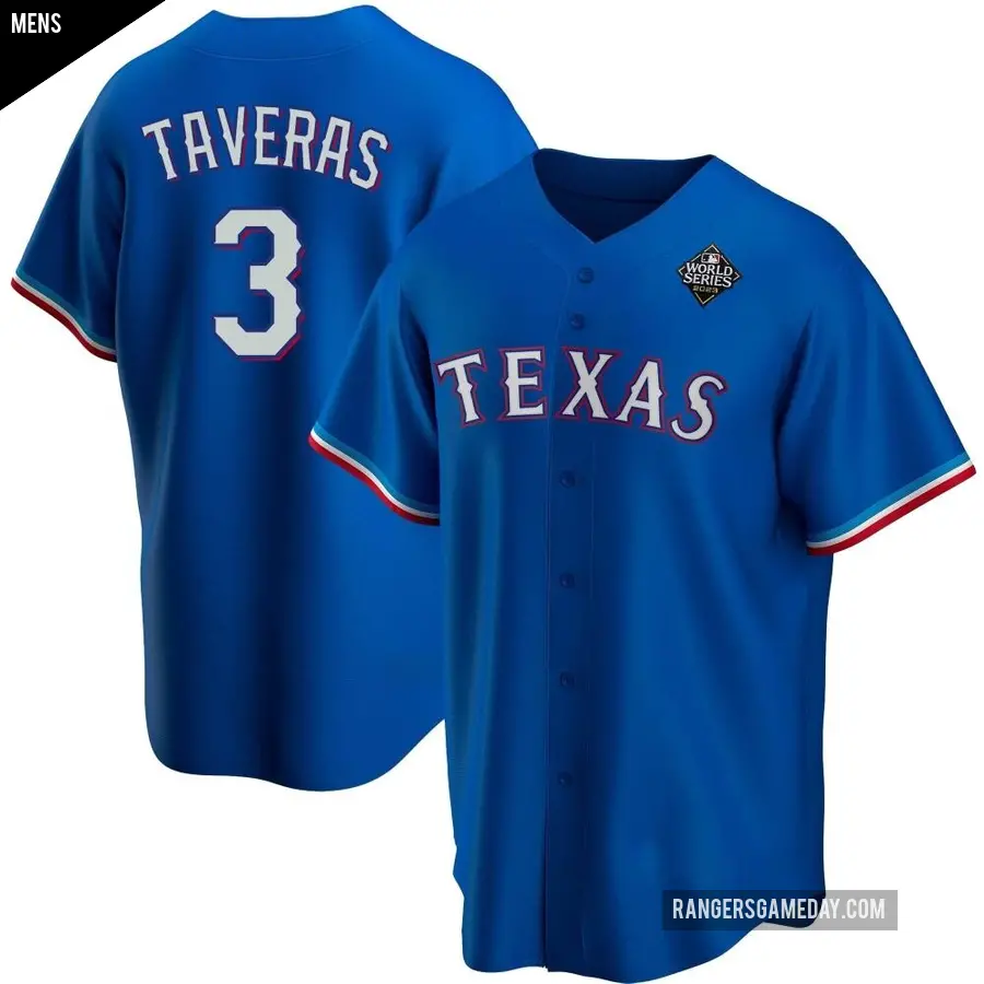 Men's Texas Rangers ＃3 Leody Taveras Replica Royal Alternate 2023 World Series Jersey