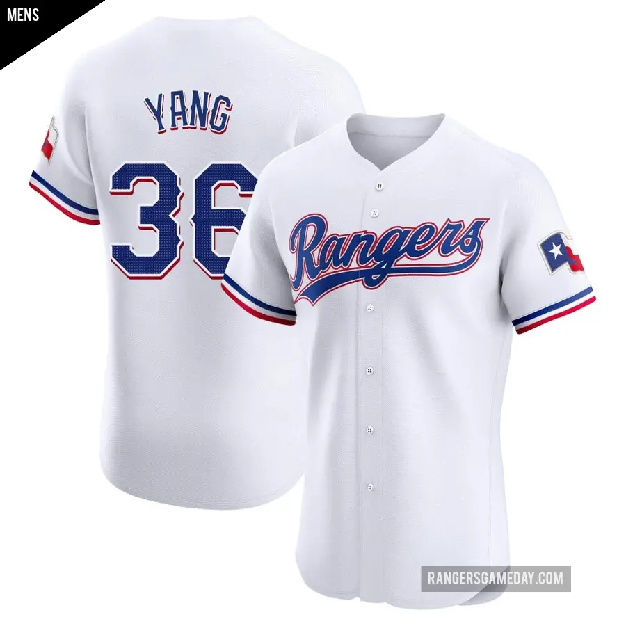 Men's Texas Rangers ＃36 Hyeon-Jong Yang Elite White Home Jersey