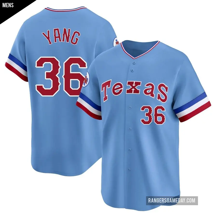 Men's Texas Rangers ＃36 Hyeon-Jong Yang Limited Light Blue Cooperstown Collection Jersey