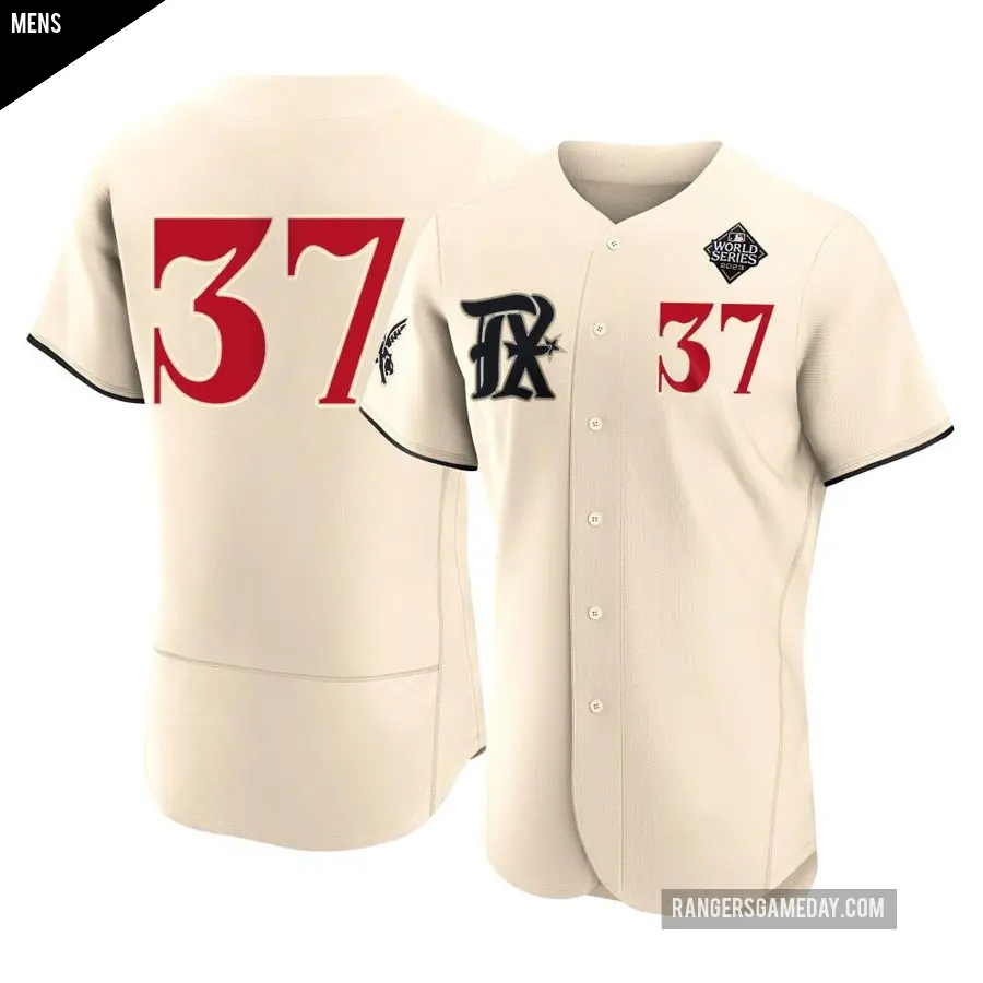 Men's Texas Rangers ＃37 David Robertson Authentic Cream 2023 City Connect 2023 World Series Jersey