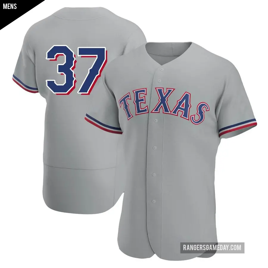 Men's Texas Rangers ＃37 David Robertson Authentic Gray Road Jersey