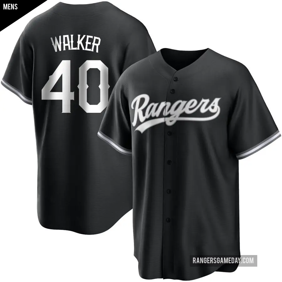 Men's Texas Rangers ＃40 Steele Walker Replica Black/White Jersey