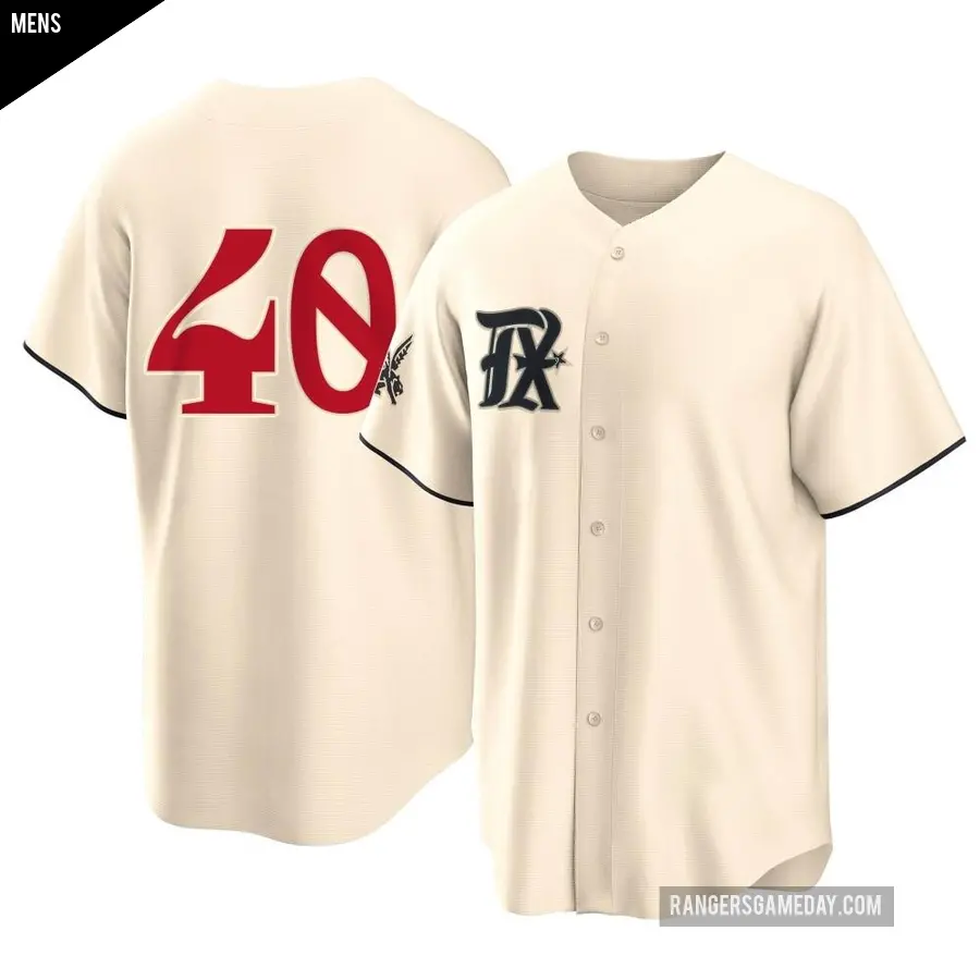 Men's Texas Rangers ＃40 Steele Walker Replica Cream 2023 City Connect Jersey