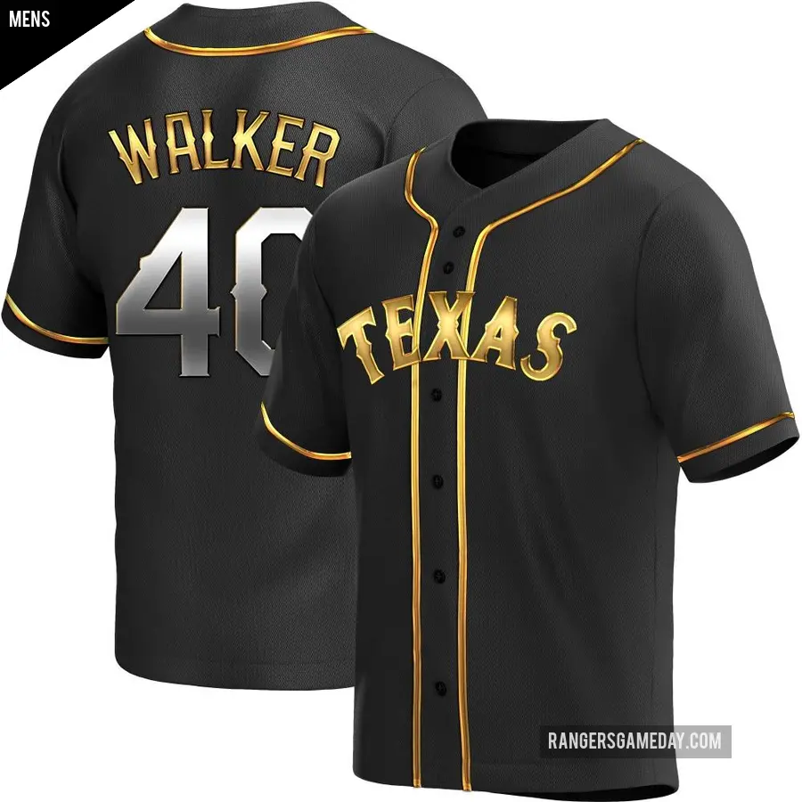 Men's Texas Rangers ＃40 Steele Walker Replica Gold Black en Alternate Jersey