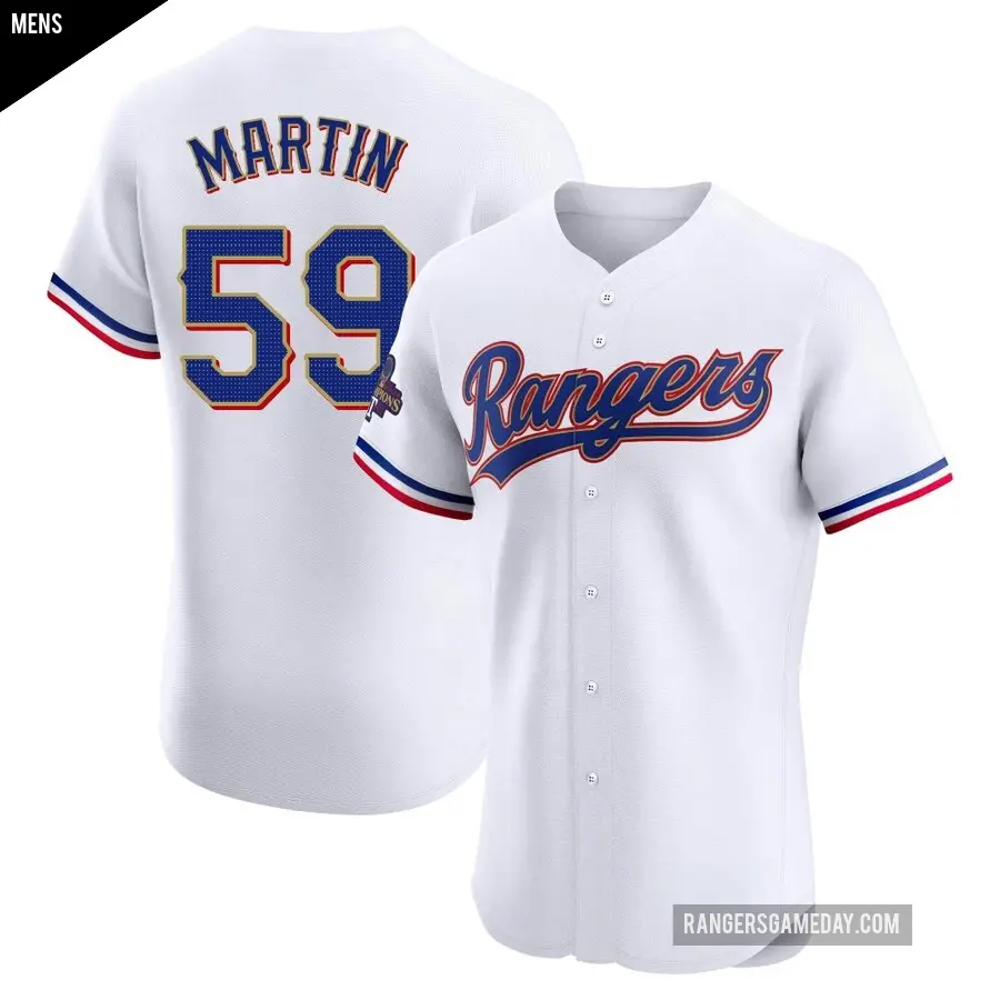 Men's Texas Rangers ＃59 Brett Martin Elite Gold White 2024 Collection Jersey