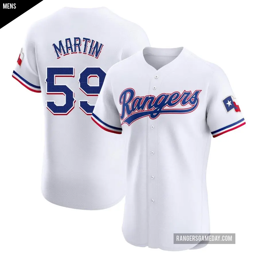 Men's Texas Rangers ＃59 Brett Martin Elite White Home Jersey