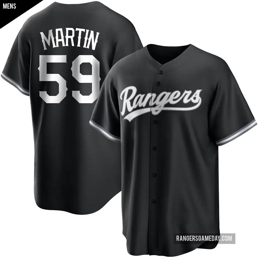 Men's Texas Rangers ＃59 Brett Martin Replica Black/White Jersey