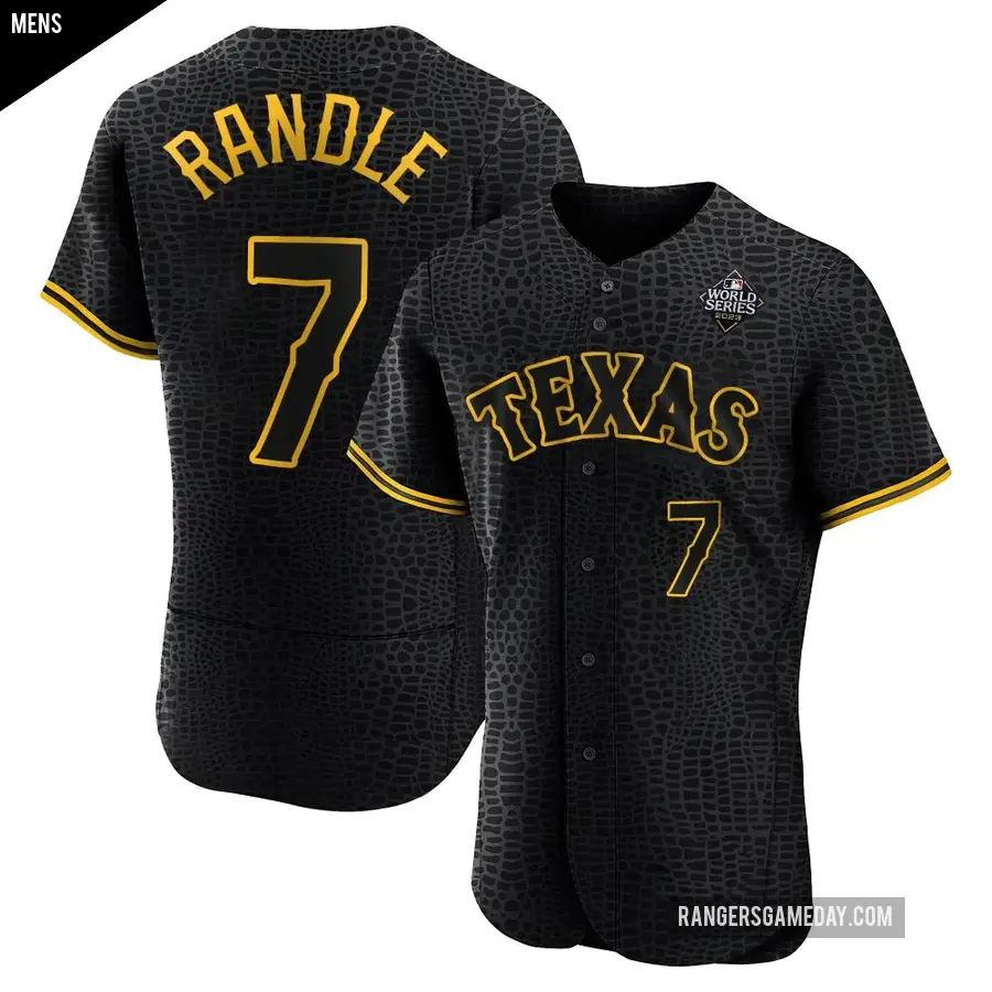 Men's Texas Rangers ＃7 Lenny Randle Authentic Black Snake Skin City 2023 World Series Jersey