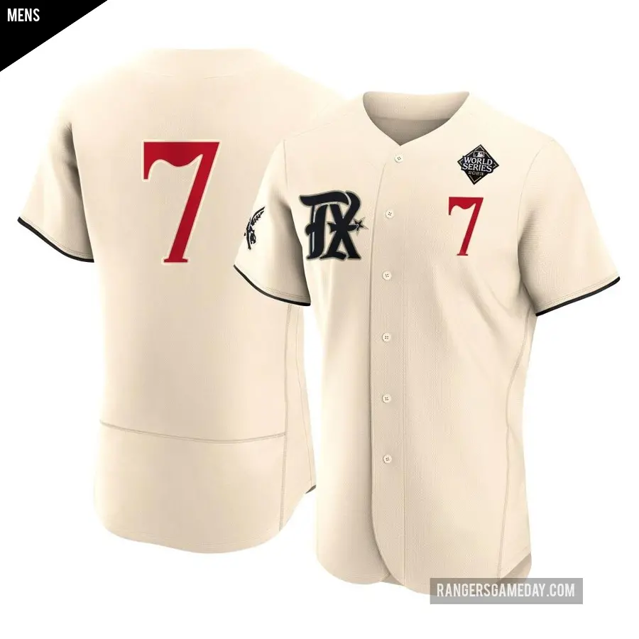 Men's Texas Rangers ＃7 Lenny Randle Authentic Cream 2023 City Connect 2023 World Series Jersey