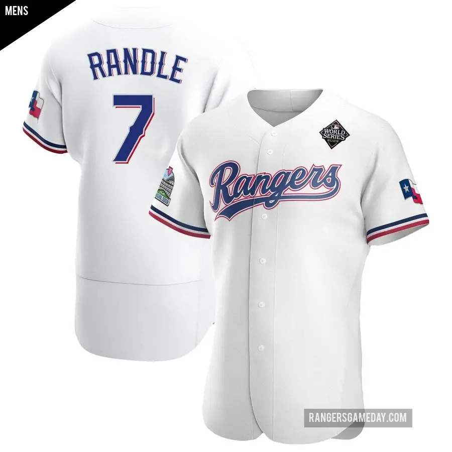 Men's Texas Rangers ＃7 Lenny Randle Authentic White Home 2023 World Series Jersey