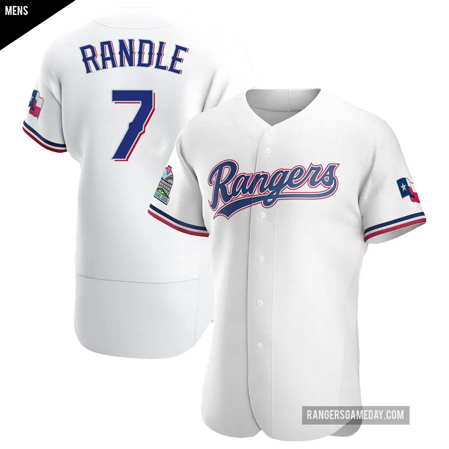 Men's Texas Rangers ＃7 Lenny Randle Authentic White Home Jersey