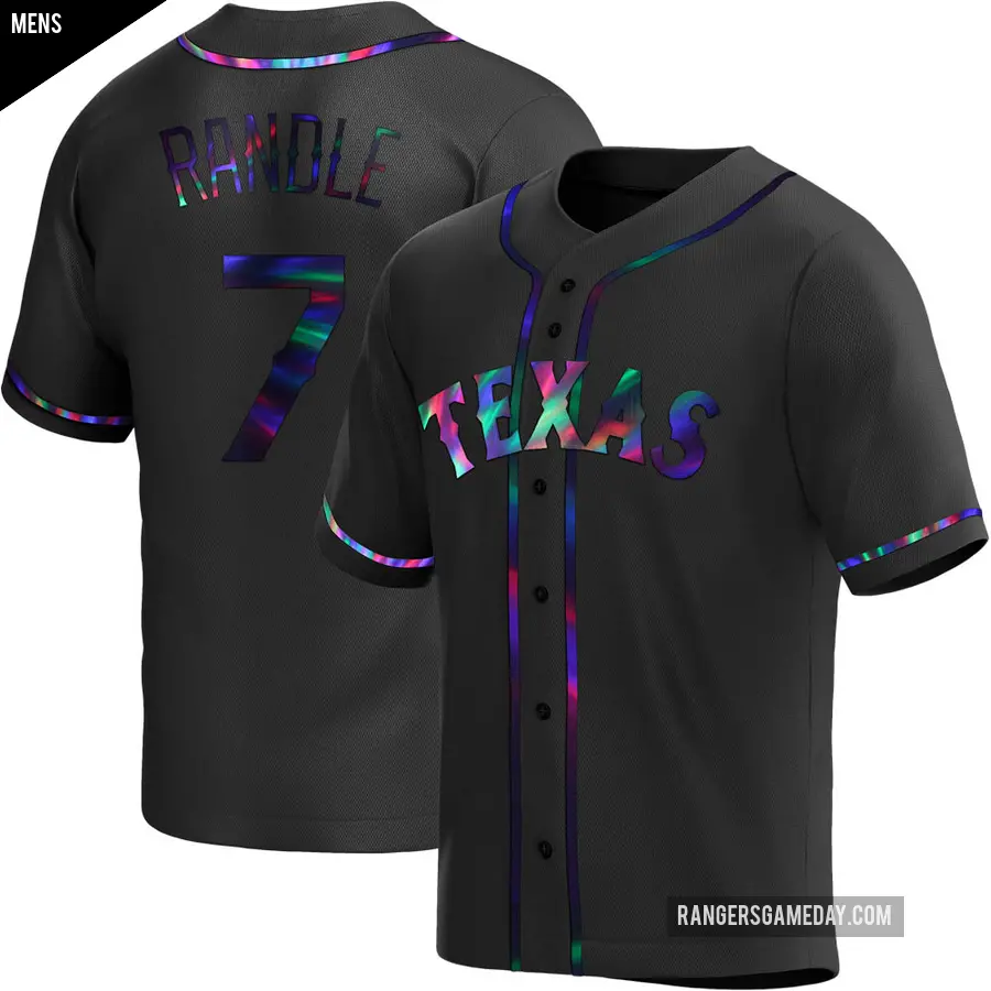 Men's Texas Rangers ＃7 Lenny Randle Replica Black Holographic Alternate Jersey