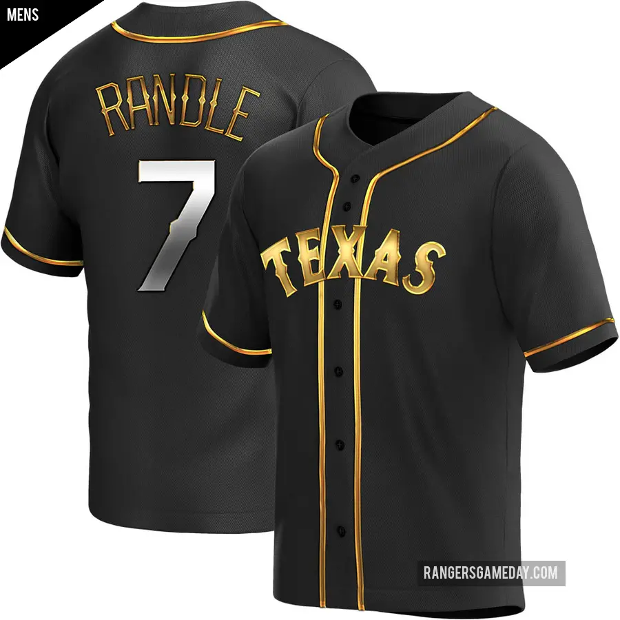 Men's Texas Rangers ＃7 Lenny Randle Replica Gold Black en Alternate Jersey