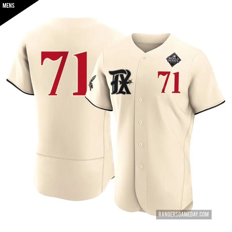 Men's Texas Rangers ＃71 Jacob Webb Authentic Cream 2023 City Connect 2023 World Series Jersey