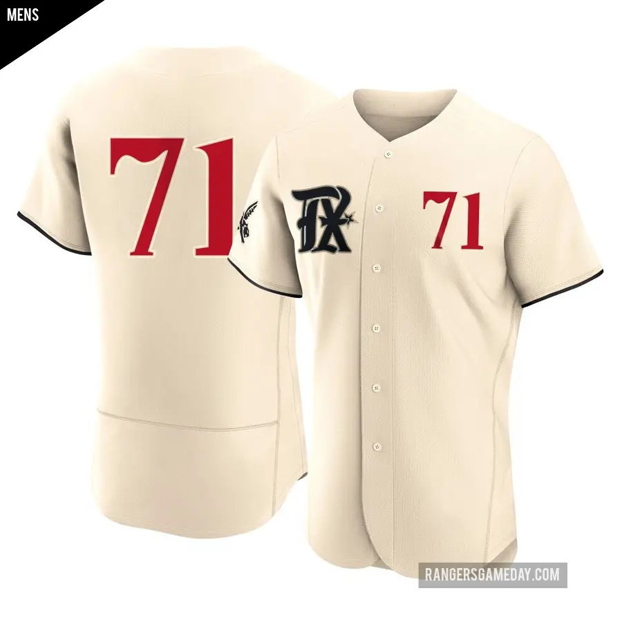 Men's Texas Rangers ＃71 Jacob Webb Authentic Cream 2023 City Connect Jersey