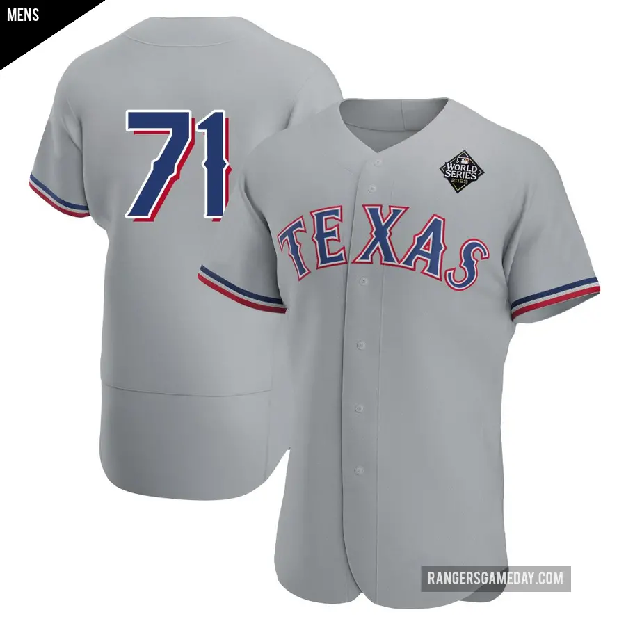 Men's Texas Rangers ＃71 Jacob Webb Authentic Gray Road 2023 World Series Jersey