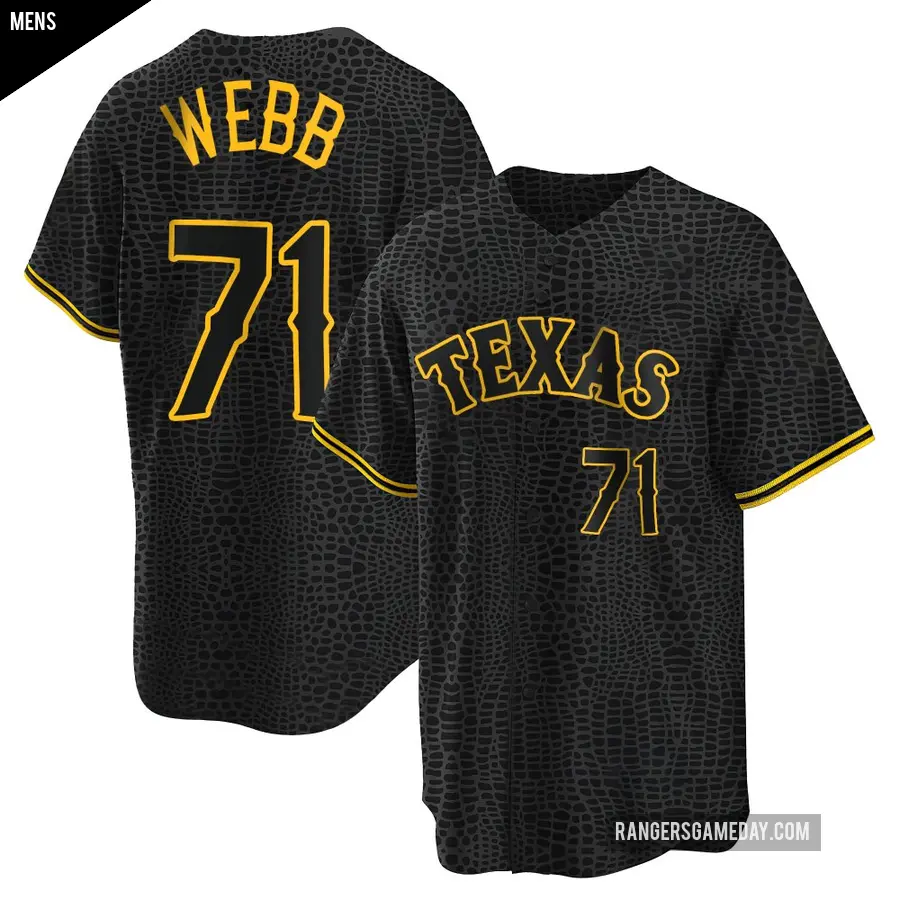 Men's Texas Rangers ＃71 Jacob Webb Replica Black Snake Skin City Jersey