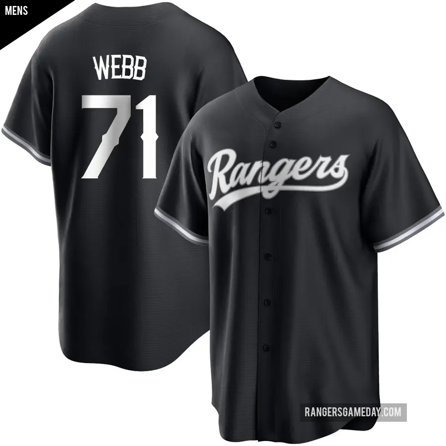 Men's Texas Rangers ＃71 Jacob Webb Replica Black/White Jersey