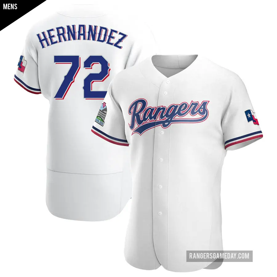 Men's Texas Rangers ＃72 Jonathan Hernandez Authentic White Home Jersey