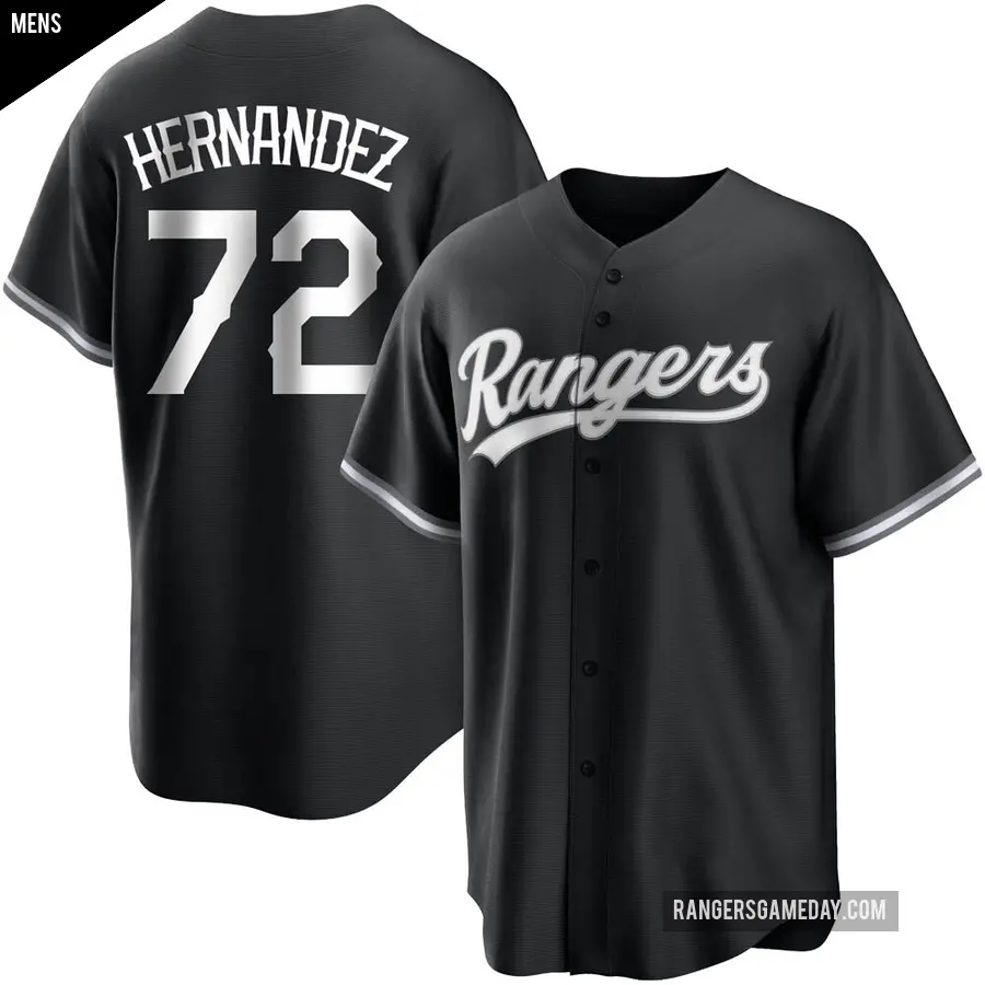 Men's Texas Rangers ＃72 Jonathan Hernandez Replica Black/White Jersey