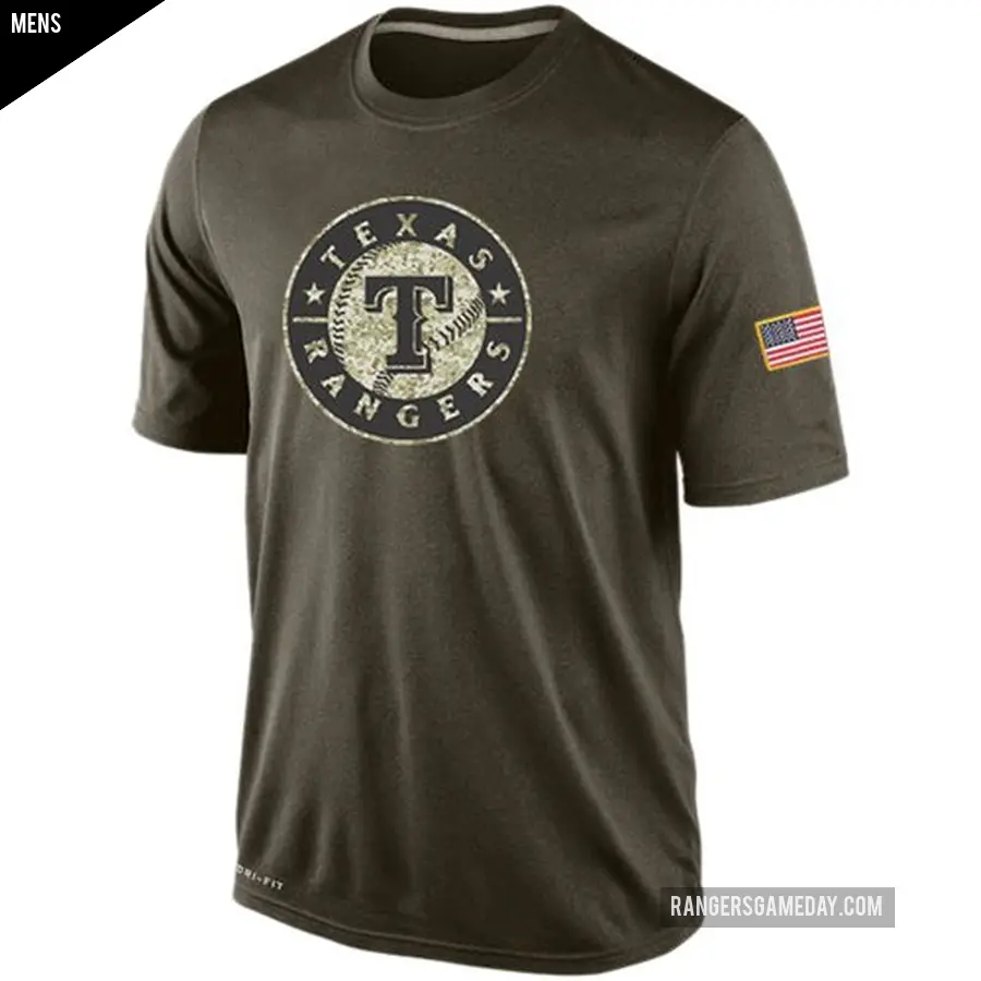 Men's Texas Rangers Olive Dri-Fit Salute To Service KO Performance T-Shirt