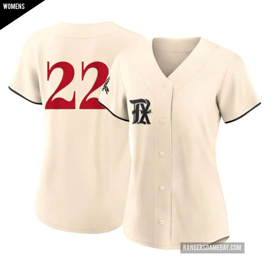 Women's Texas Rangers ＃22 Steve Buechele Authentic Cream 2023 City Connect Jersey