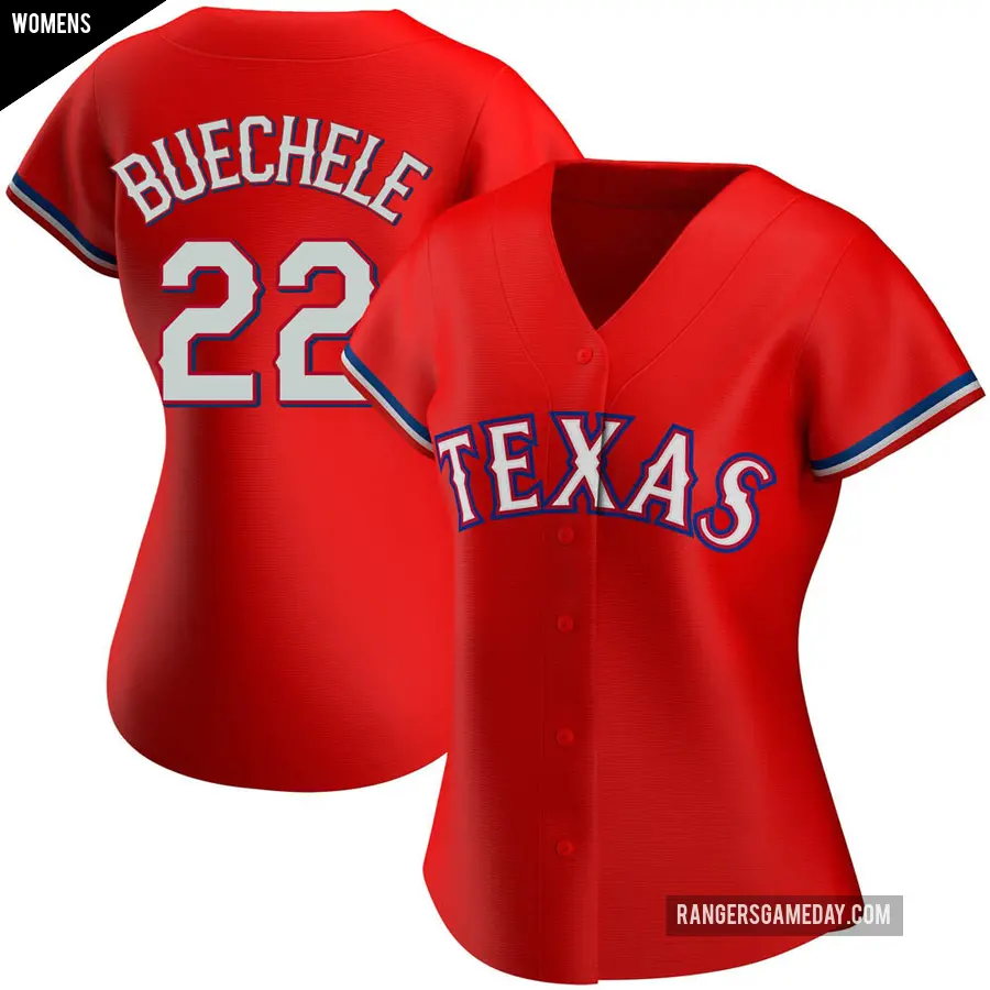 Women's Texas Rangers ＃22 Steve Buechele Authentic Red Alternate Jersey