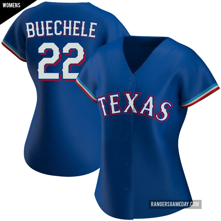 Women's Texas Rangers ＃22 Steve Buechele Authentic Royal Alternate Jersey