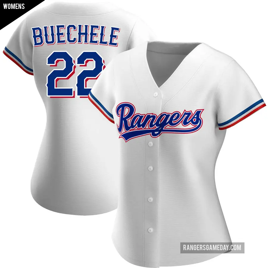 Women's Texas Rangers ＃22 Steve Buechele Authentic White Home Jersey