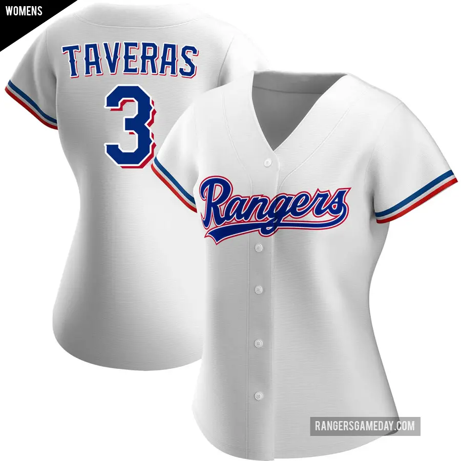 Women's Texas Rangers ＃3 Leody Taveras Authentic White Home Jersey