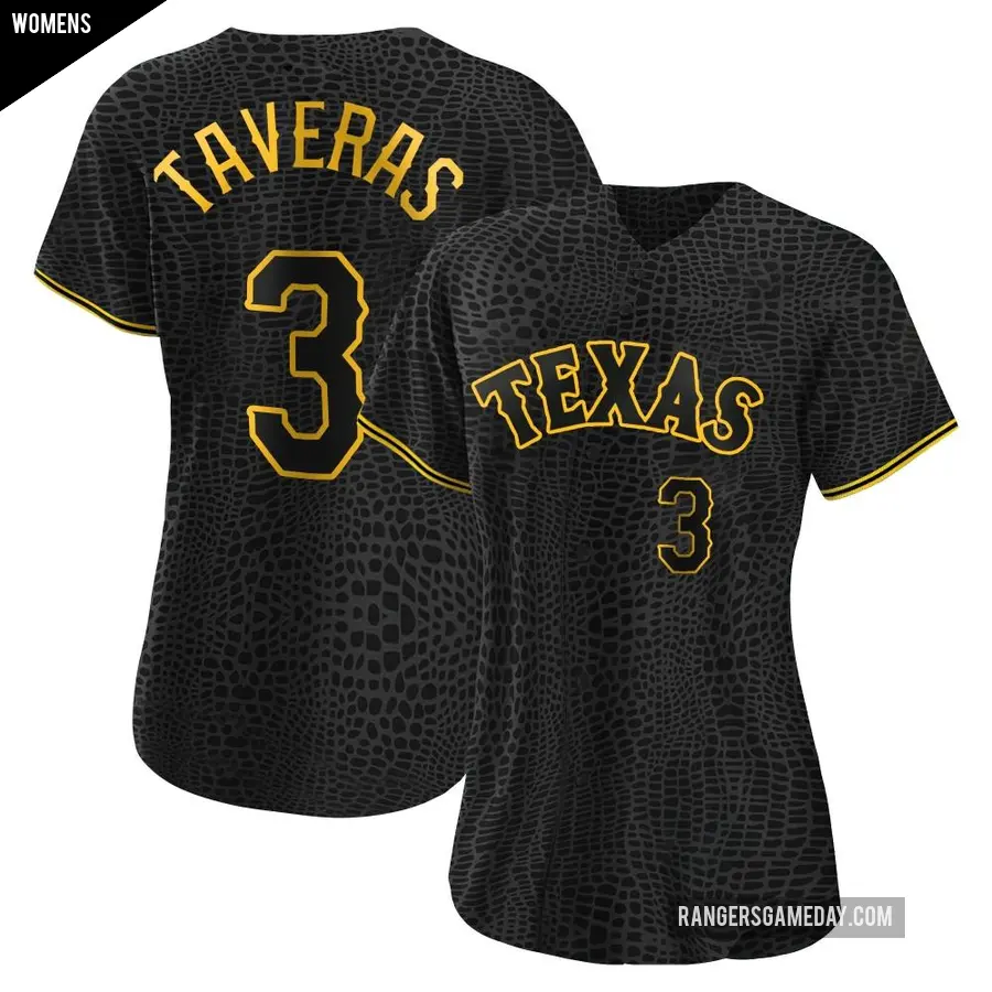 Women's Texas Rangers ＃3 Leody Taveras Replica Black Snake Skin City Jersey