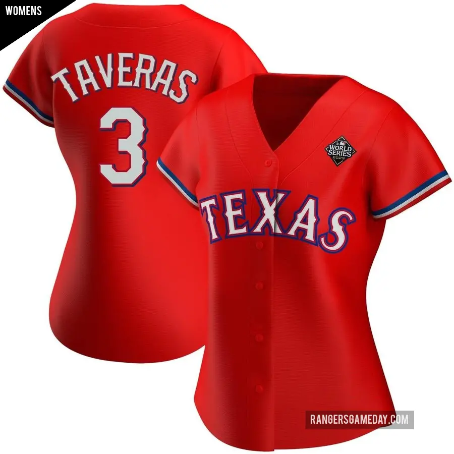 Women's Texas Rangers ＃3 Leody Taveras Replica Red Alternate 2023 World Series Jersey