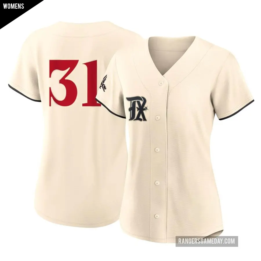 Women's Texas Rangers ＃31 Max Scherzer Authentic Cream 2023 City Connect Jersey