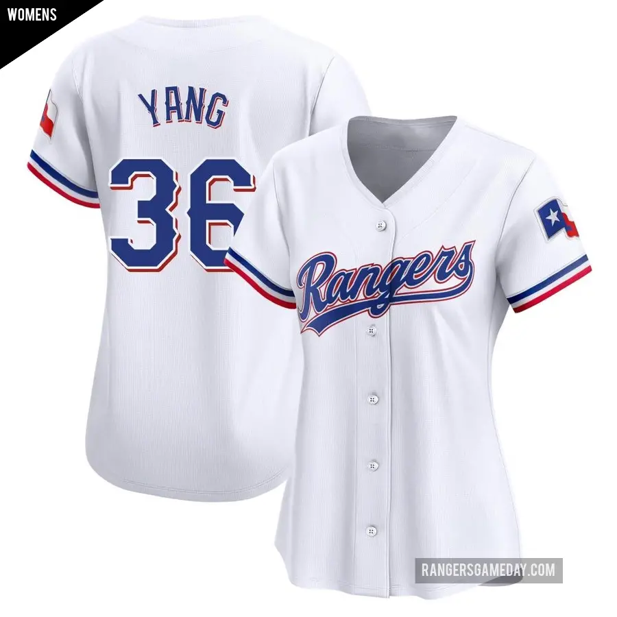 Women's Texas Rangers ＃36 Hyeon-Jong Yang Limited White Home Jersey