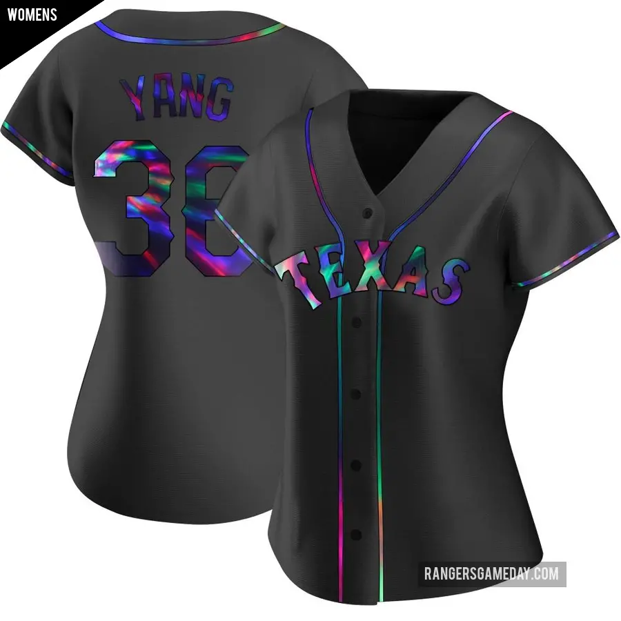 Women's Texas Rangers ＃36 Hyeon-Jong Yang Replica Black Holographic Alternate Jersey