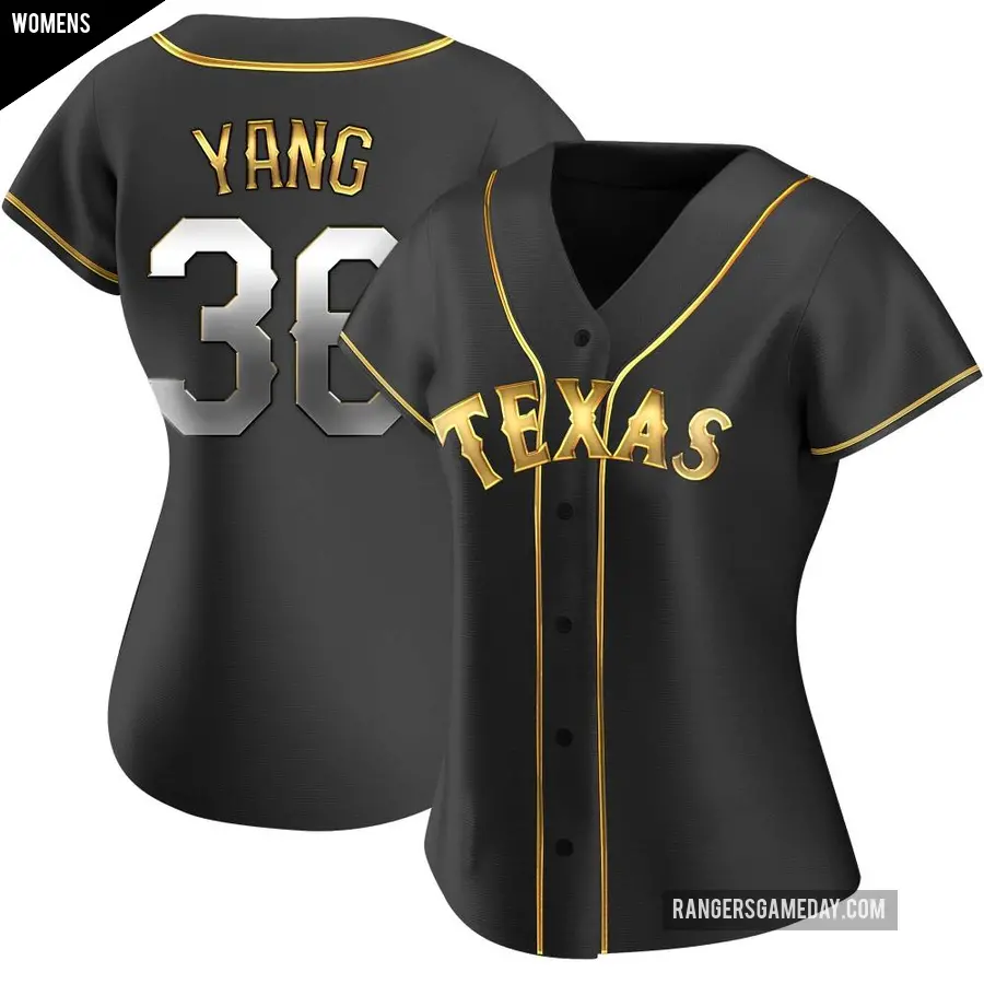 Women's Texas Rangers ＃36 Hyeon-Jong Yang Replica Gold Black en Alternate Jersey