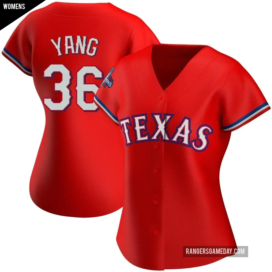 Women's Texas Rangers ＃36 Hyeon-Jong Yang Replica Red Alternate 2023 World Series Champions Jersey