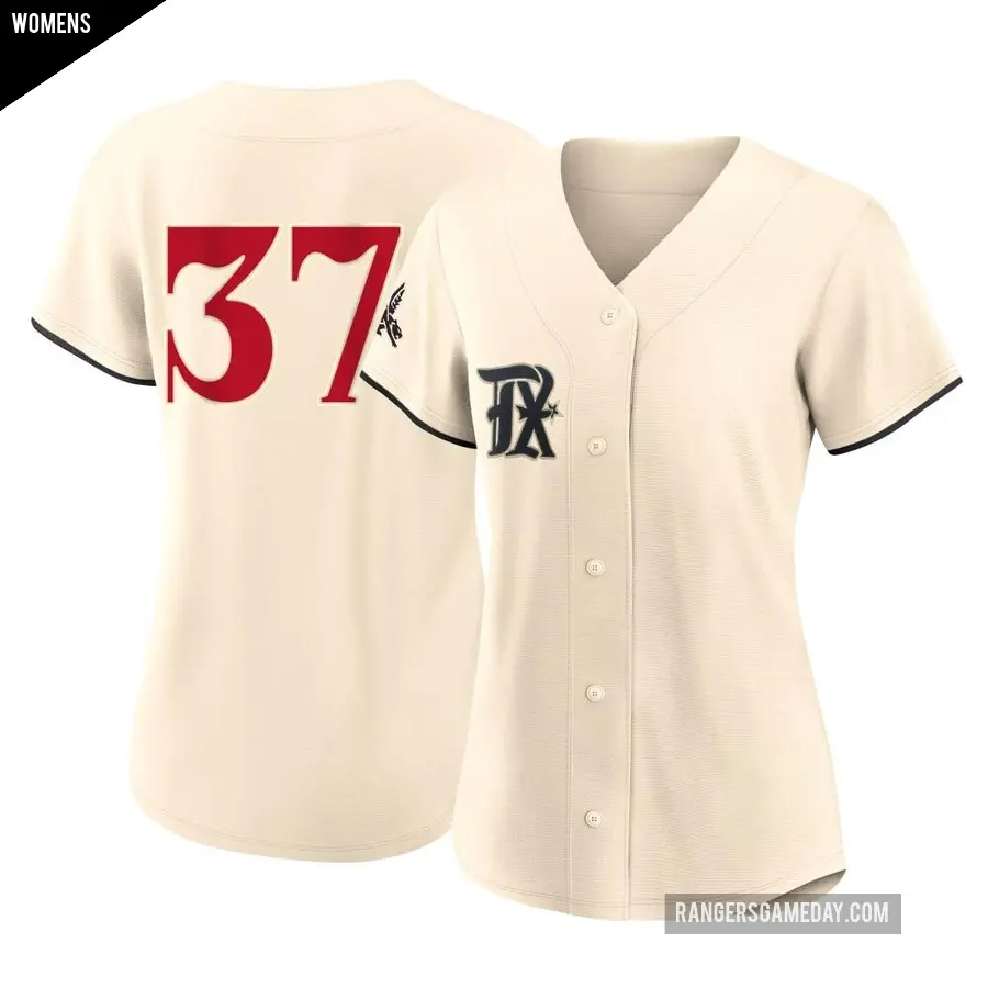 Women's Texas Rangers ＃37 David Robertson Authentic Cream 2023 City Connect Jersey