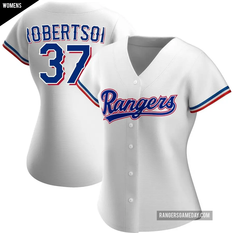 Women's Texas Rangers ＃37 David Robertson Authentic White Home Jersey