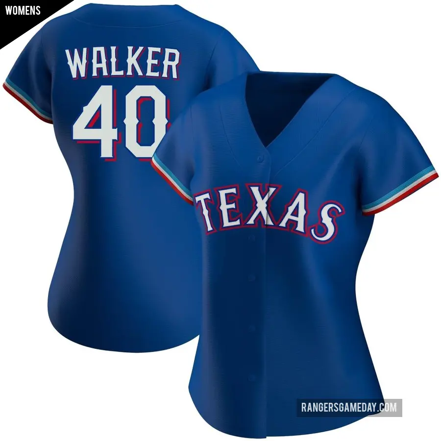 Women's Texas Rangers ＃40 Steele Walker Authentic Royal Alternate Jersey