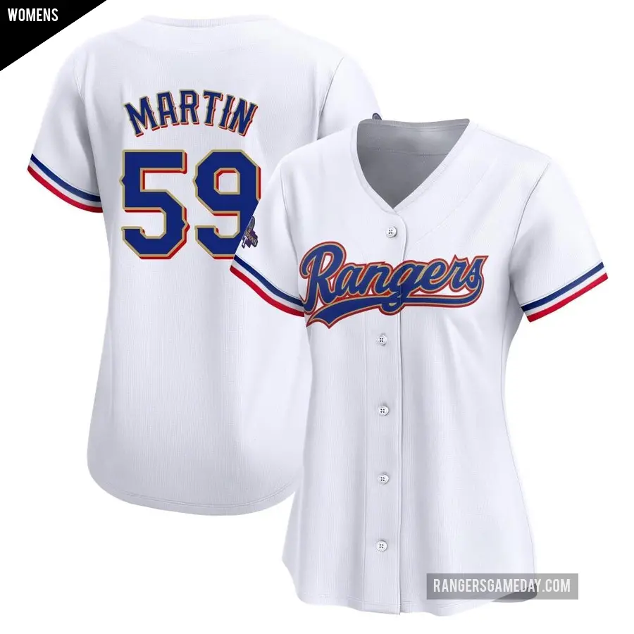 Women's Texas Rangers ＃59 Brett Martin Limited Gold White 2024 Collection Jersey