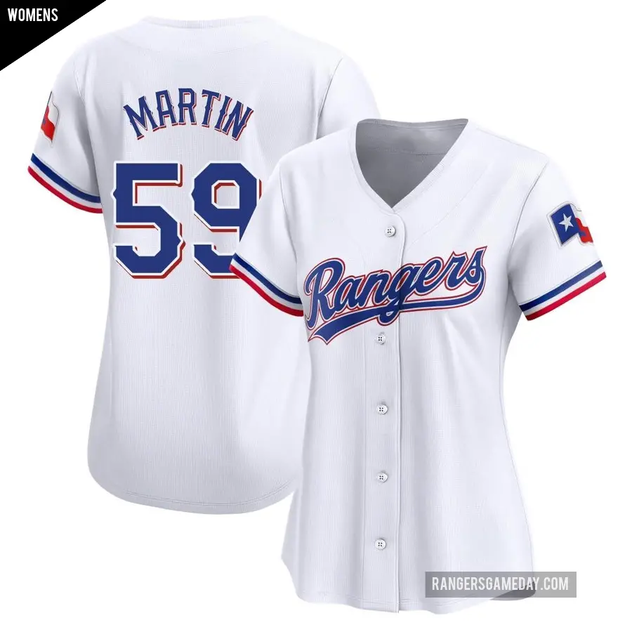 Women's Texas Rangers ＃59 Brett Martin Limited White Home Jersey