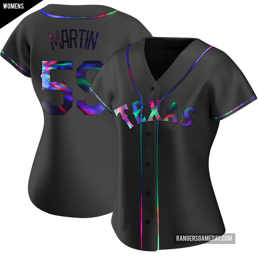 Women's Texas Rangers ＃59 Brett Martin Replica Black Holographic Alternate Jersey