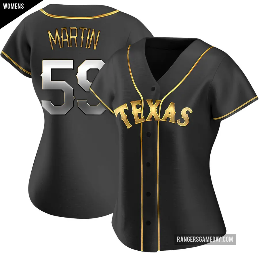 Women's Texas Rangers ＃59 Brett Martin Replica Gold Black en Alternate Jersey