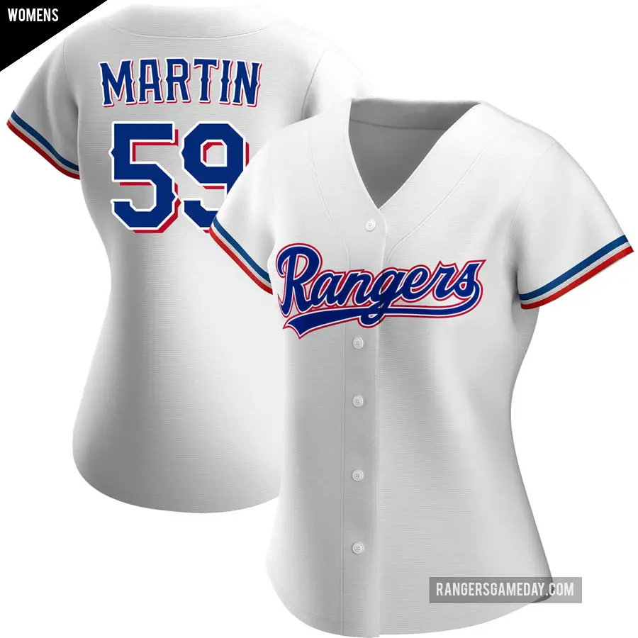 Women's Texas Rangers ＃59 Brett Martin Replica White Home Jersey